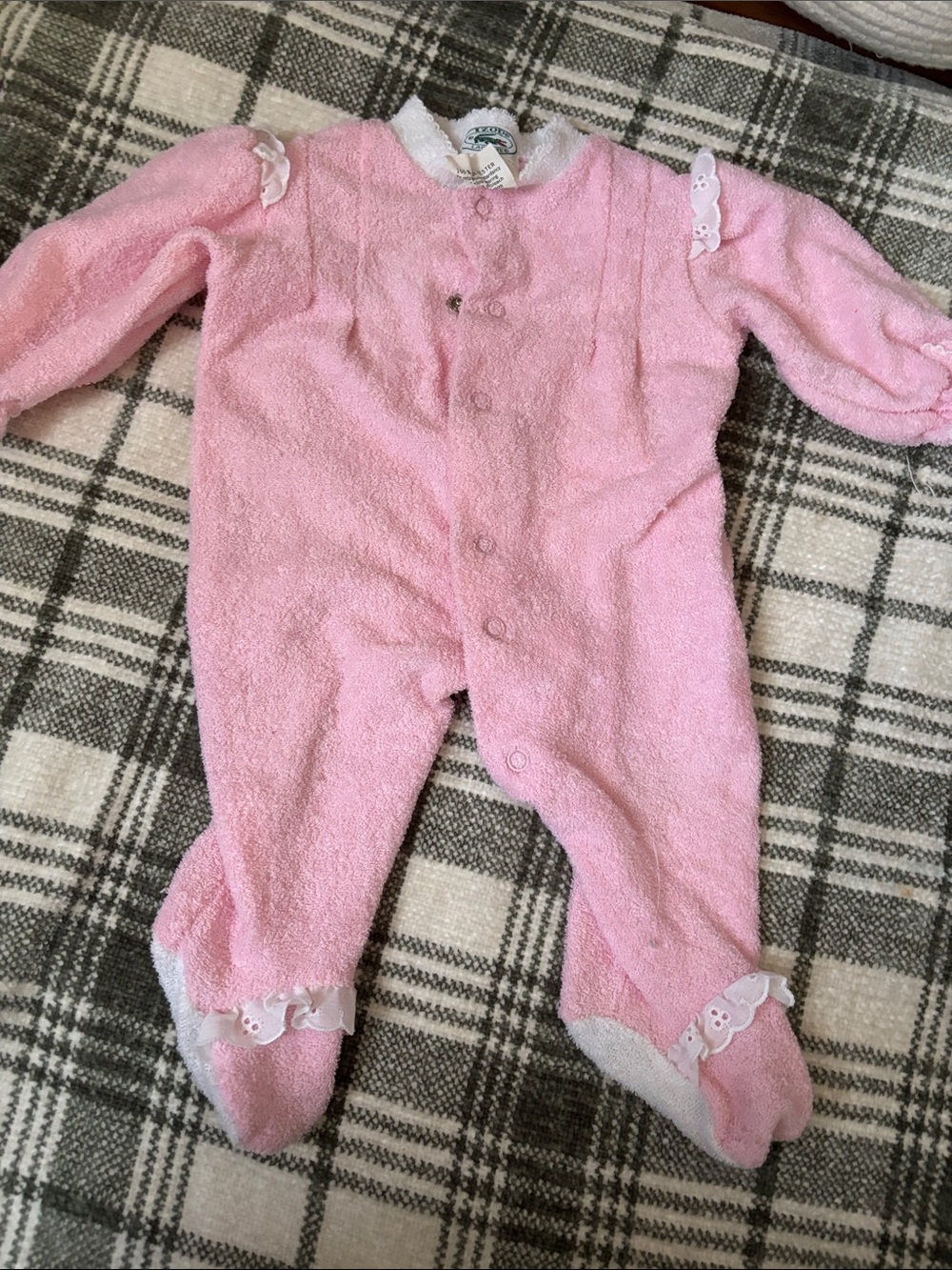 Izod Baby Pink Plush Footed One-Piece